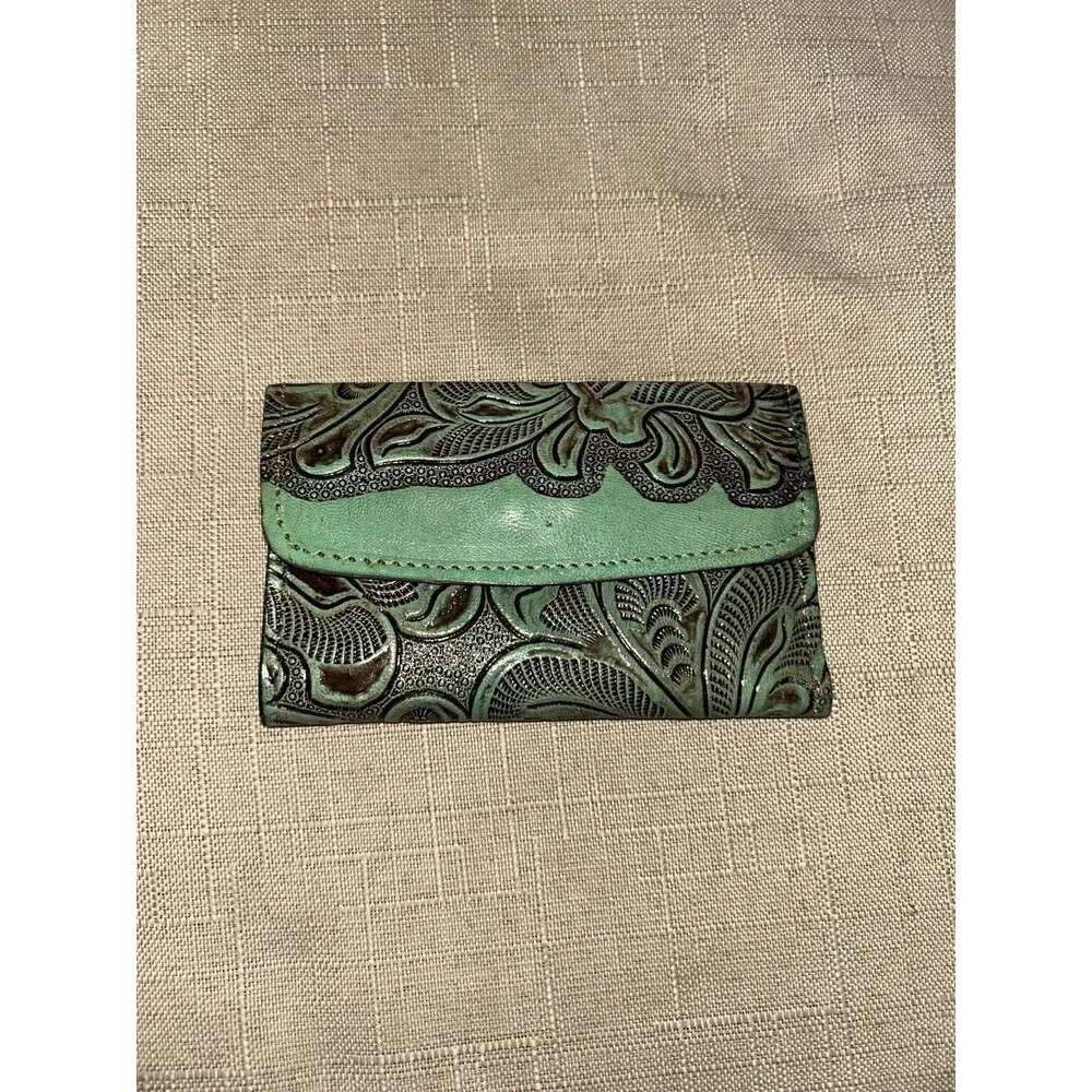 Turquoise Embossed Leather Wallet